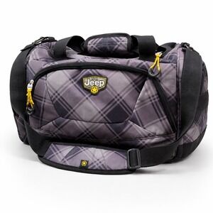 Jeep Performance Gear Plaid Duffel Bag Black Gray Gym Travel Shoulder